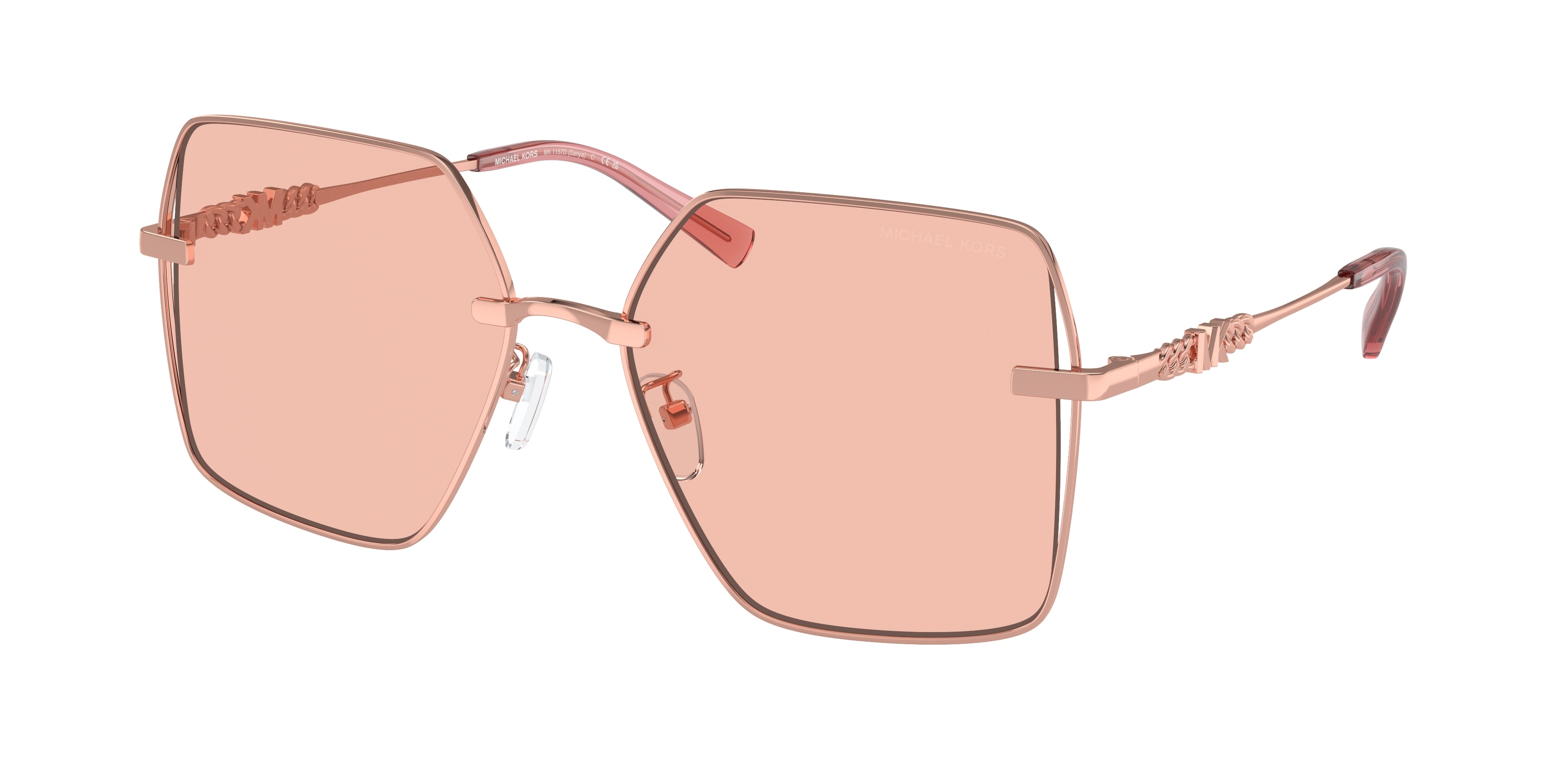 Michael Kors Femme MK1157D Sanya 110884 Lunettes De Soleil MéTal Or Rose Carré Normale-image